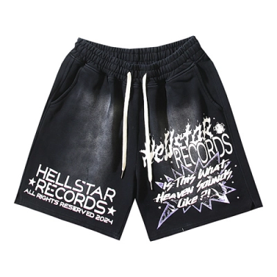 EM Sneakers Hellstar Distressed Casual Shorts with Washed and Splattered Ink #790 Washed Black 02