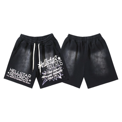 EM Sneakers Hellstar Distressed Casual Shorts with Washed and Splattered Ink #790 Washed Black 01