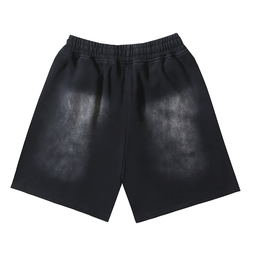 EM Sneakers Hellstar Distressed Casual Shorts with Washed and Splattered Ink #790 Washed Black