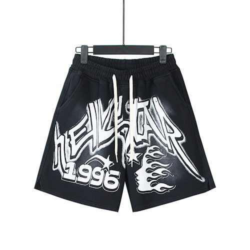 EM Sneakers Hellstar Distressed Casual Shorts with Washed and Splattered Ink #791 Washed Black
