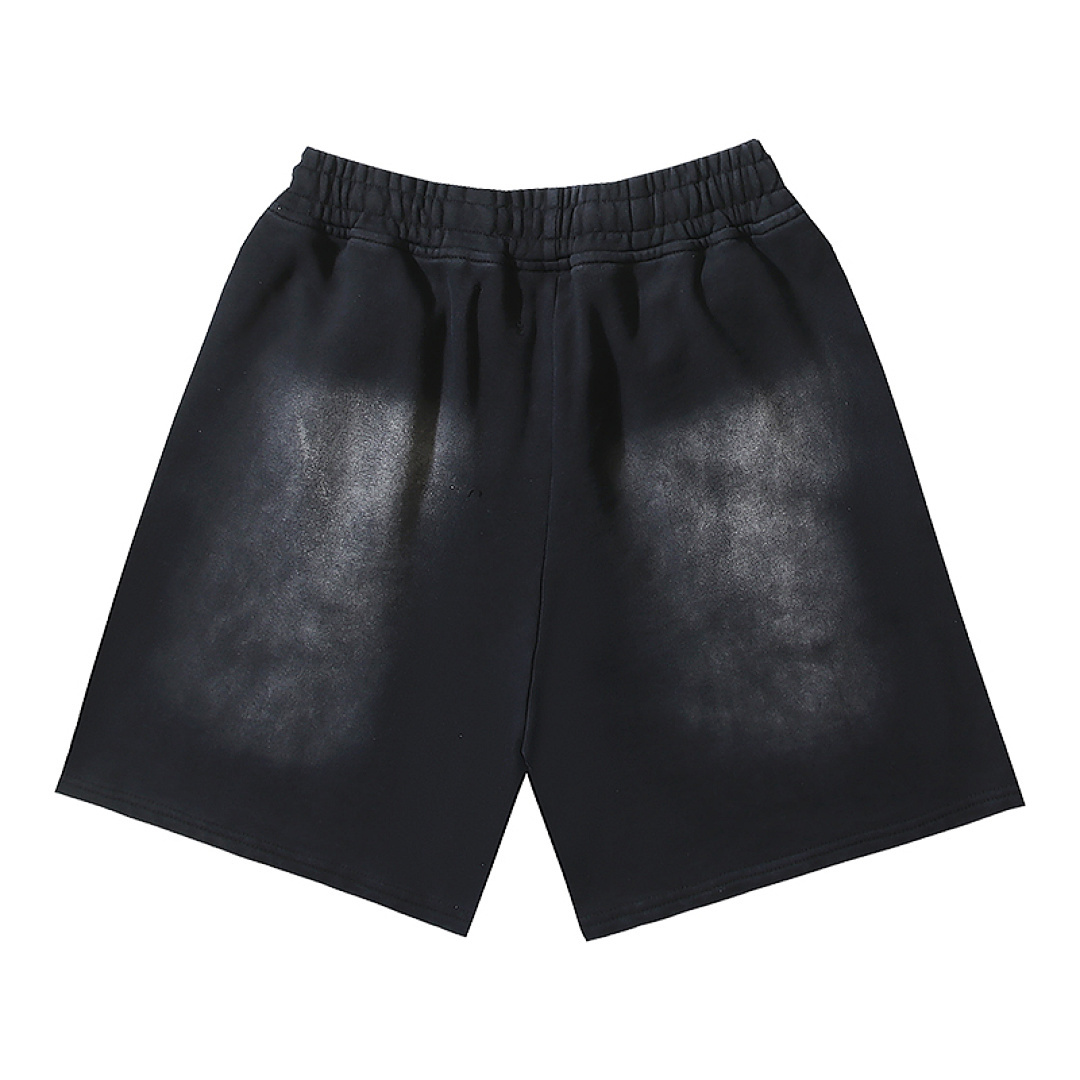 EM Sneakers Hellstar Distressed Casual Shorts with Washed and Splattered Ink #791 Washed Black