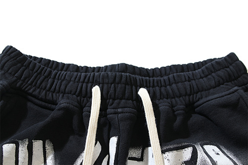 EM Sneakers Hellstar Distressed Casual Shorts with Washed and Splattered Ink #791 Washed Black