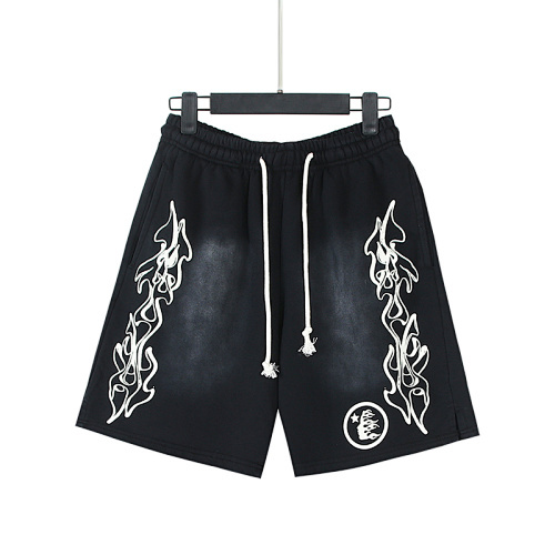 EM Sneakers Hellstar Distressed Casual Shorts with Washed and Splattered Ink #792 Washed Black