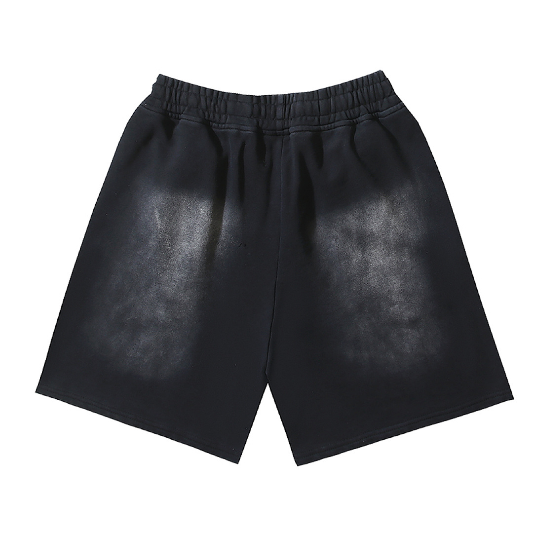 EM Sneakers Hellstar Distressed Casual Shorts with Washed and Splattered Ink #792 Washed Black