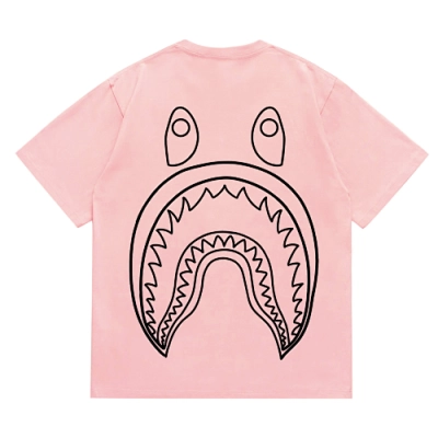 EM Sneakers Bape Shark Head T-Shirt-215 Black Print Pink 02