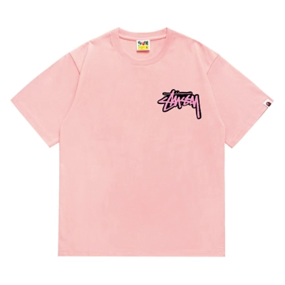 EM Sneakers Bape × Stussy T-Shirt-206 Black Head Pink 01