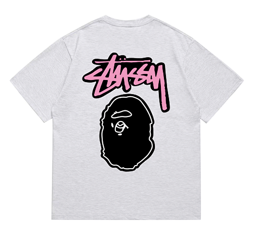 EM Sneakers Bape × Stussy T-Shirt-206 Black Head Gray