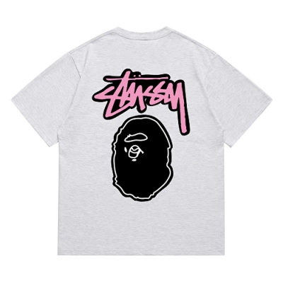 EM Sneakers Bape × Stussy T-Shirt-206 Black Head Gray 02