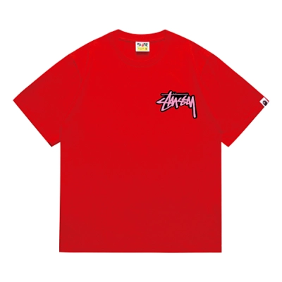 EM Sneakers Bape × Stussy T-Shirt-206 Black Head Red 01