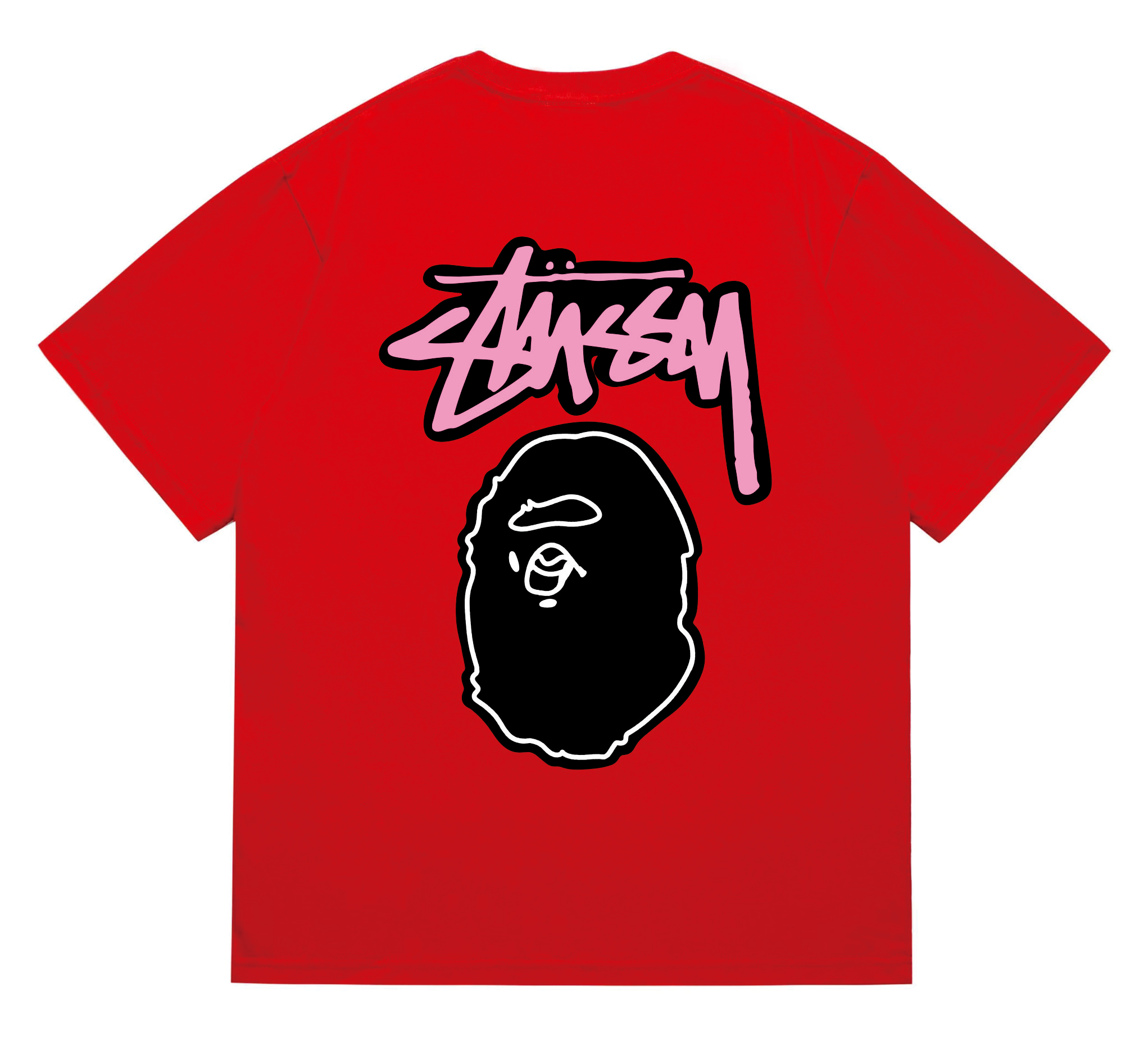 EM Sneakers Bape × Stussy T-Shirt-206 Black Head Red