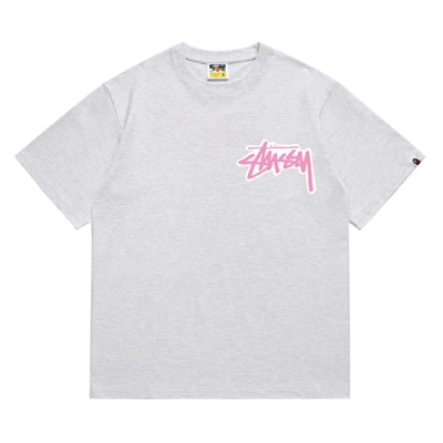 EM Sneakers Bape × Stussy T-Shirt-206 White Head Gray 01