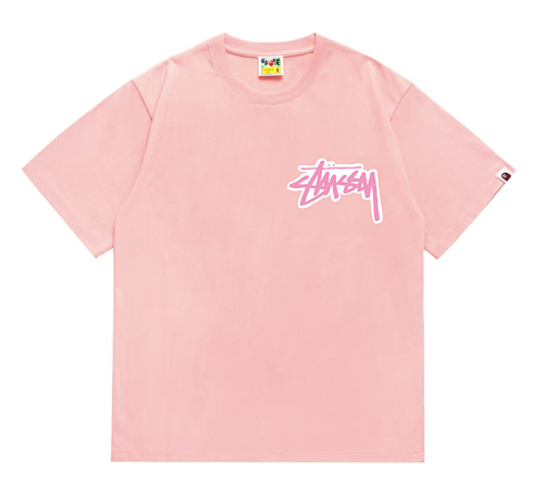 EM Sneakers Bape × Stussy T-Shirt-206 White Head Pink