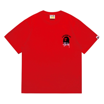 EM Sneakers Bape × Stussy T-Shirt-207 Black Head Red 01