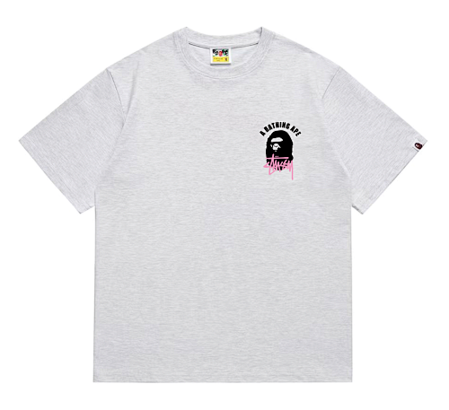 EM Sneakers Bape × Stussy T-Shirt-207 Black Head Gray
