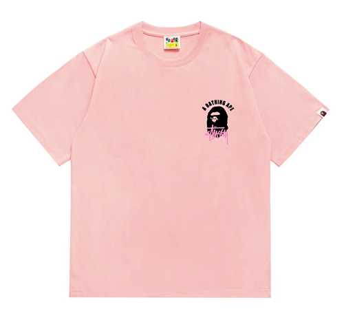 EM Sneakers Bape × Stussy T-Shirt-207 Black Head Pink