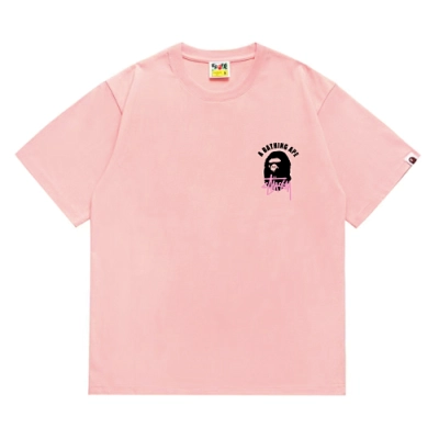EM Sneakers Bape × Stussy T-Shirt-207 Black Head Pink 01