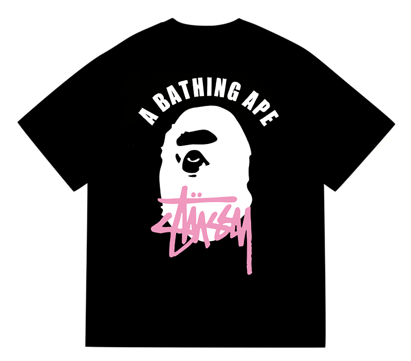 EM Sneakers Bape × Stussy T-Shirt-207 White Head Black