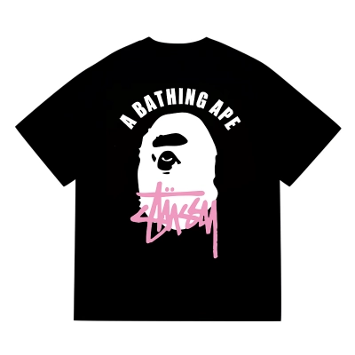 EM Sneakers Bape × Stussy T-Shirt-207 White Head Black 02