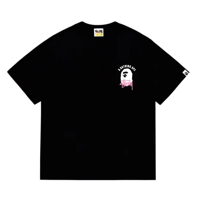 EM Sneakers Bape × Stussy T-Shirt-207 White Head Black 01