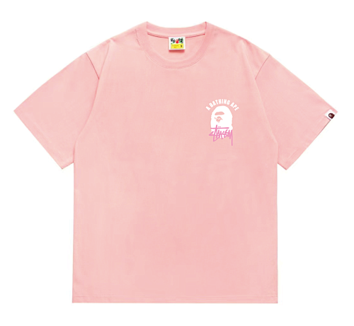 EM Sneakers Bape × Stussy T-Shirt-207 White Head Pink