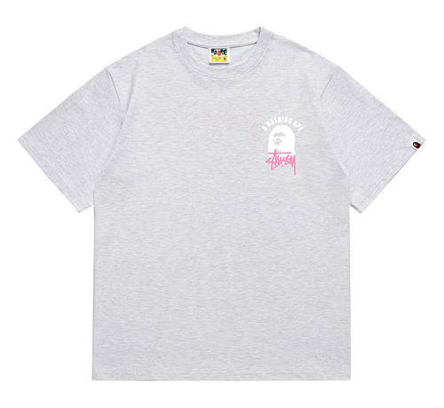 EM Sneakers Bape × Stussy T-Shirt-207 White Head Gray