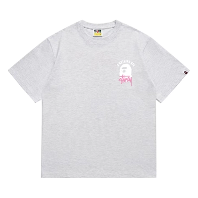 EM Sneakers Bape × Stussy T-Shirt-207 White Head Gray 01
