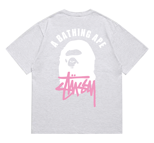 EM Sneakers Bape × Stussy T-Shirt-207 White Head Gray