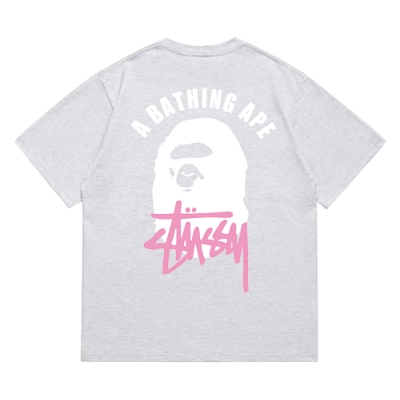 EM Sneakers Bape × Stussy T-Shirt-207 White Head Gray 02