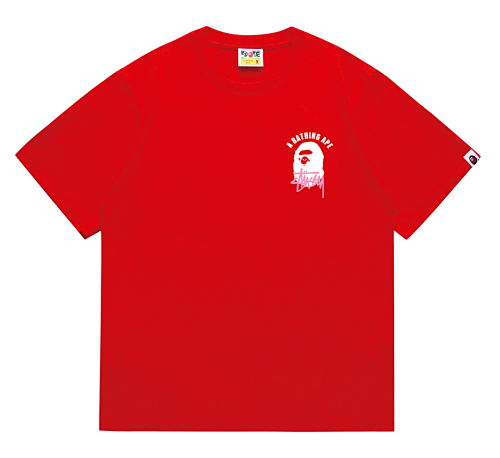 EM Sneakers Bape × Stussy T-Shirt-207 White Head Red