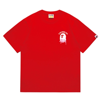 EM Sneakers Bape × Stussy T-Shirt-207 White Head Red 01