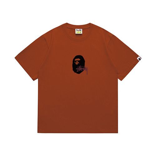 EM Sneakers Bape × Stussy T-Shirt-210 Black Head and Purple Letter Red