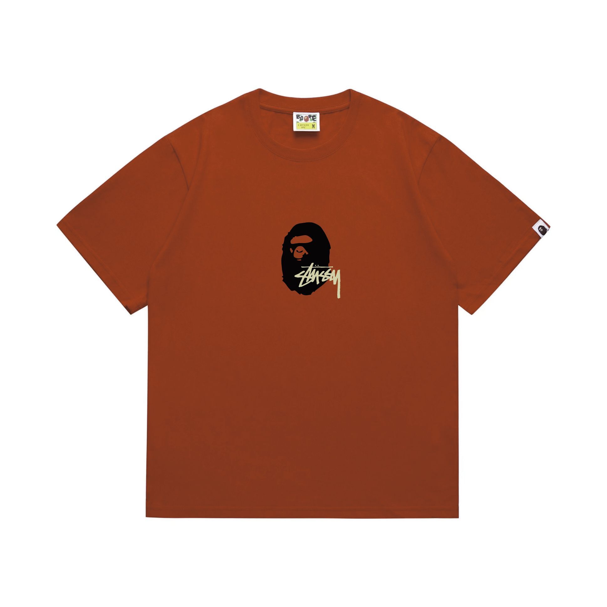EM Sneakers Bape × Stussy T-Shirt-210 Black Head and Yellow Letter Red