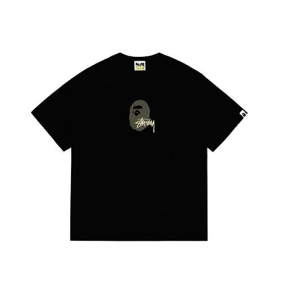 EM Sneakers Bape × Stussy T-Shirt-210 Green Head and Yellow Letter Black 01