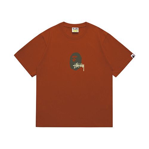 EM Sneakers Bape × Stussy T-Shirt-210 Green Head and Yellow Letter Red