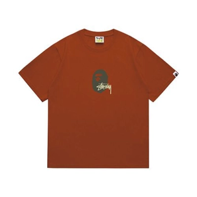 EM Sneakers Bape × Stussy T-Shirt-210 Green Head and Yellow Letter Red 01