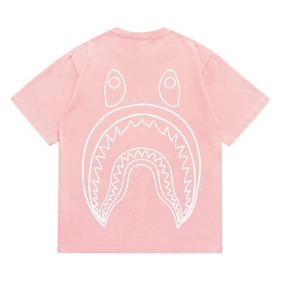 EM Sneakers Bape Shark Head T-Shirt-215 White Print Pink 02