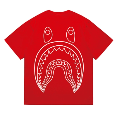 EM Sneakers Bape Shark Head T-Shirt-215 White Print Red  02