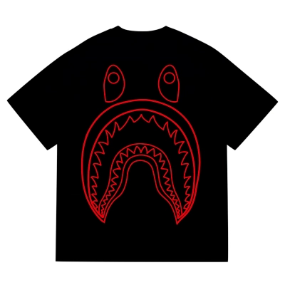 EM Sneakers Bape Shark Head T-Shirt-215 Red Print Black 02