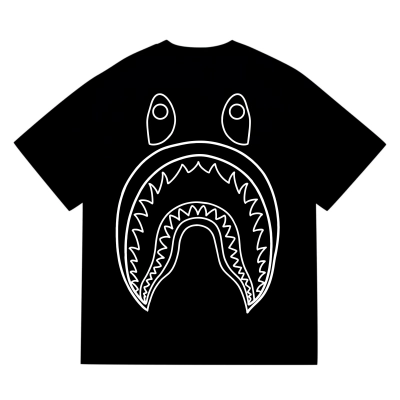 EM Sneakers Bape Shark Head T-Shirt-215 White Print Black  02