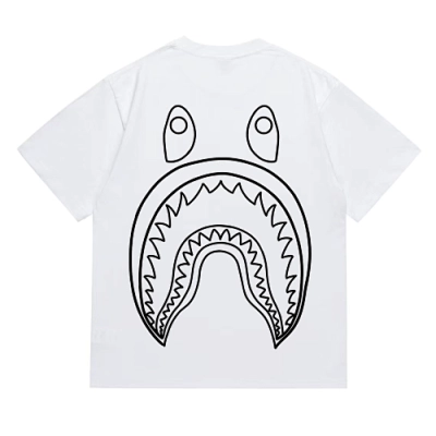 EM Sneakers Bape Shark Head T-Shirt-215 Black Print White 02