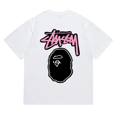 EM Sneakers Bape × Stussy T-Shirt-206 White 02