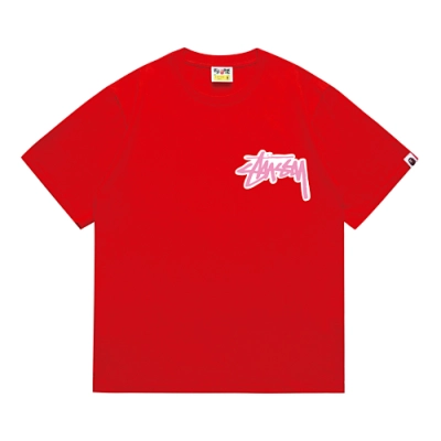 EM Sneakers Bape × Stussy T-Shirt-206 White Head Red 01