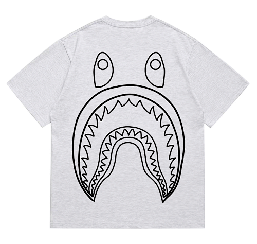 EM Sneakers Bape Shark Head T-Shirt-215 Black Print Gray