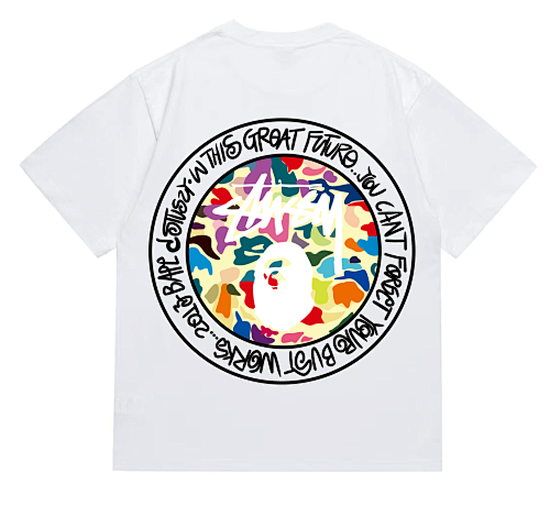 EM Sneakers Bape × Stussy Black Letter T-Shirt-217 White