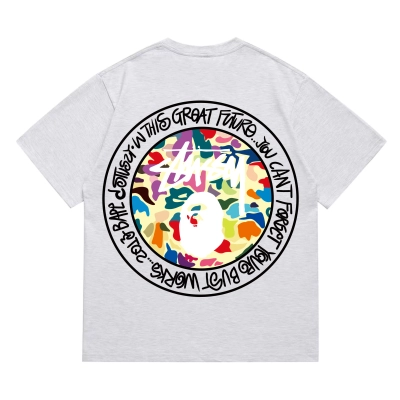 EM Sneakers Bape × Stussy Black Letter T-Shirt-217 Gray 02