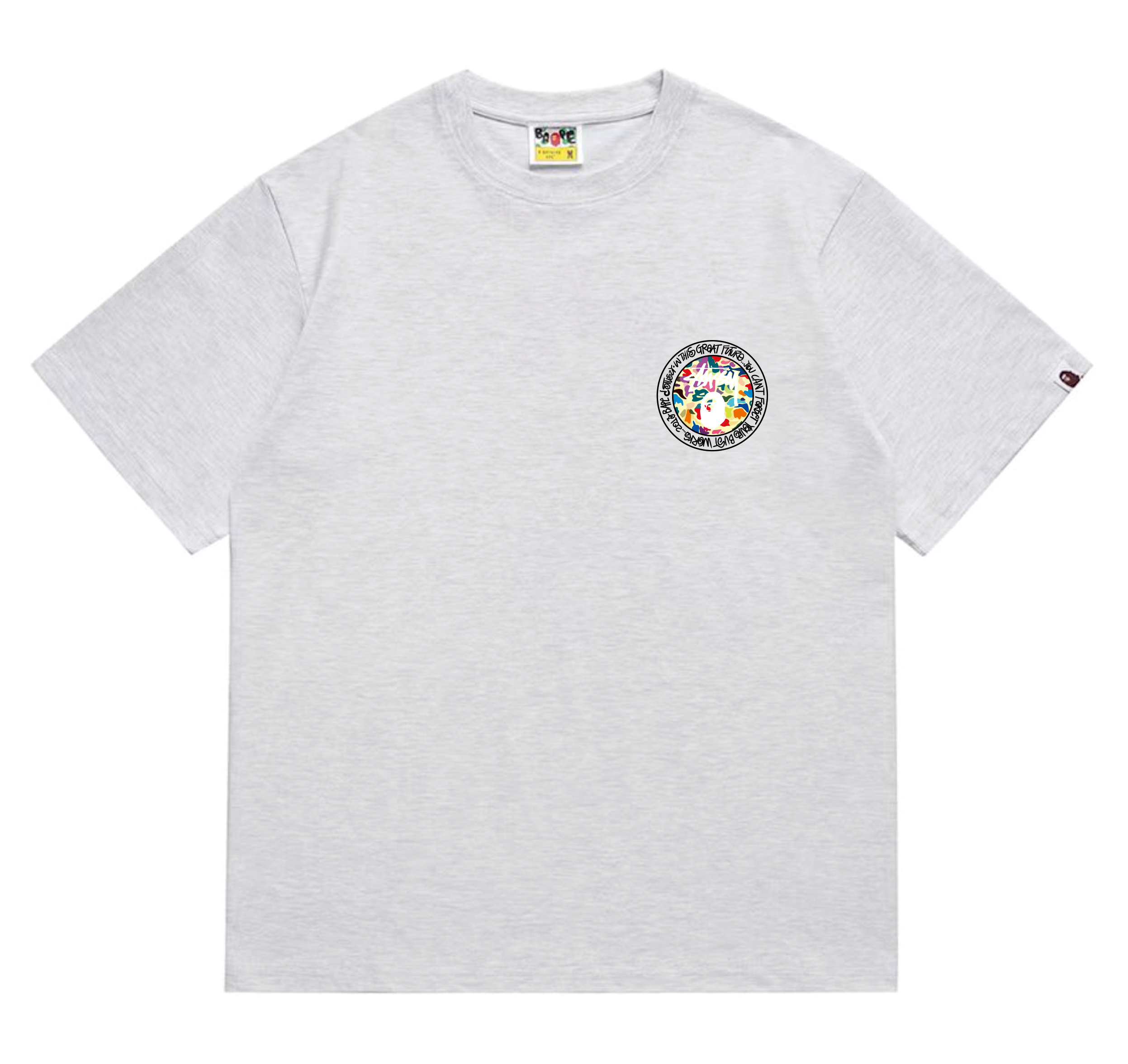 EM Sneakers Bape × Stussy Black Letter T-Shirt-217 Gray