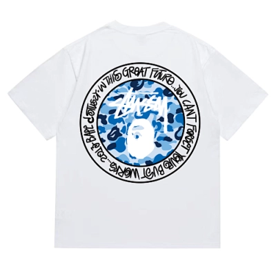 EM Sneakers Bape × Stussy Black Letter T-Shirt-218 White 02