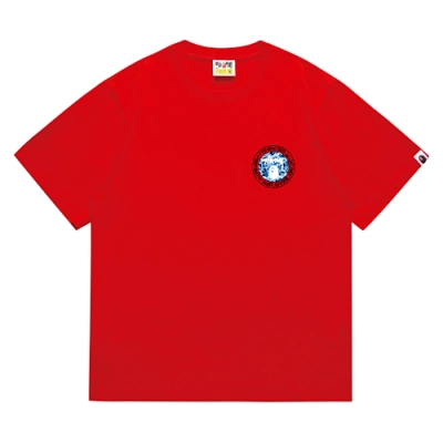 EM Sneakers Bape × Stussy Black Letter T-Shirt-218 Red 01