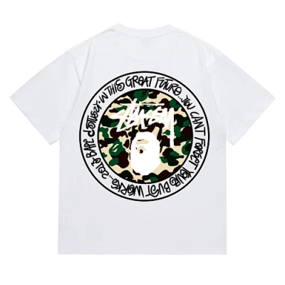 EM Sneakers Bape × Stussy Black Letter T-Shirt-219 White 02