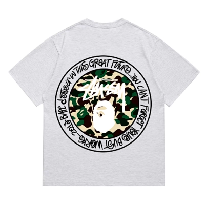 EM Sneakers Bape × Stussy Black Letter T-Shirt-219 Gray 02